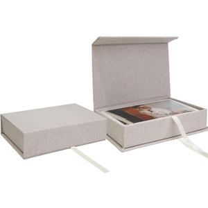 Vienrose Linen 4" x 6" Photo Cases and Postcard Keeper Storage Container Box 1Pcs for Photo, Postcard, Decorative Paper, Beige