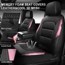 CAR PASS Memory 3D Foam Car Seat Covers Full Set, Breathable Mesh Thick Seat Covers for Car, Pink Metal Film Leather Seat Covers, Universal Automotive Comfort for SUVs Trucks, Black Pink
