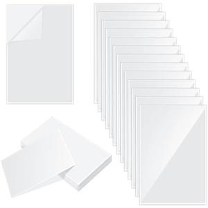 Gueevin 100 Pcs 4 x 6 Inch Self Adhesive Display Pockets Peel and Stick Clear Paper Sleeves Wall and Door Communication Clear Adhesive Sheet Protector Letter Size Plastic Sheet Protectors