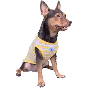 YQYS Dog Shirts Multi-Color Striped Cotton Vest for Small Dogs and Cats Puppy Clothes Teacup Dog Clothing Tank Top for Chihuahua Miniature Pinscher Yellow Medium