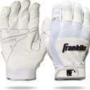 Franklin Sports MLB Baseball Batting Gloves - Shok-Sorb X Batting Gloves for Baseball + Softball - Adult + Youth Padded Non-Sting Batting Glove Pairs - Multiple Colors + Sizes (White/White)