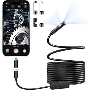 [DualLens] Endoscope Camera with Light, 1920P HD Borescope with 8+1 Adjustable LED Lights, IP67 Waterproof 16.5FT SemiRigid Snake Cord Inspection Camera for iPhone, iPad and Android Phone (Type C)