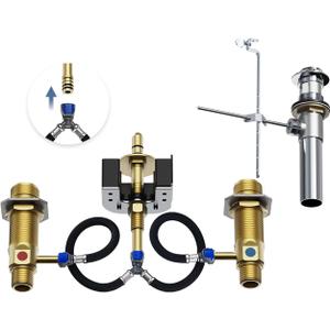 Upgraded Series Rough-In Valve with Drain Assembly,1/2-Inch IPS Connections,Compatible with Moen Widespread Bathroom Sink Faucet,S9000-series,Brass Construction