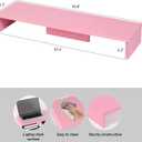 Dual Monitor Stand Riser, Large Computer Monitor Stand for Desk, Monitor Riser for 2 Monitors, Wood Desk Shelf for Top of Desk, Desktop Organizer for Computer, Laptop, Printer, TV, Pink (35.8" Pink)
