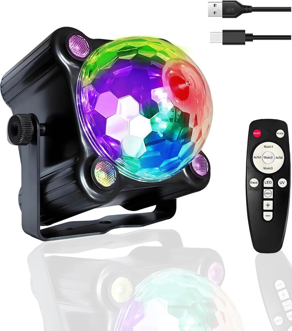 Disco Ball Light for DJ Party: Strobe Led Dance Stage Lighting Sound Activated Rotating Lamp With Remote Control for Room Indoor Outdoor Kids Ceiling Decor Bar Club Rave Home Wedding Karaoke Christmas