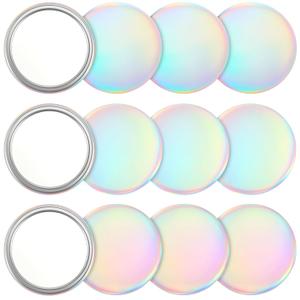 Qunclay 12 Pcs 2. 76'' Compact Mirror Bulk Gifts Mini Pocket Mirror Holographic Iridescent Small Round Makeup Glass for Purse Goody Bag Stuffers Women Teacher Girls Party Favors Travel Daily