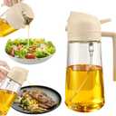 Glass Olive Oil Sprayer for Cooking, Oil Dispenser Bottle for Kitchen Gadgets, 2 in 1 Spray and Pour bottle, Home and Kitchen Essentials, Air Fryer Accessories for Salad, BBQ (16oz/470ml, White)