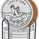 Onebttl Louisiana Gifts Coaster Souvenir, Travel Homesick Gifts, Home Decor for Women, Moving, Housewarming, Set of 6, Ceramic, Absorbent with Cork Base