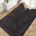 PURRUGS Easy Care Area Rug 4.5ft x 7ft, Non-Slip Washable Entryway Rug, Dog Door Mat, Stain Resistant Accent Rug for Hallway, Living Room, Bedroom and Mudroom, Charcoal