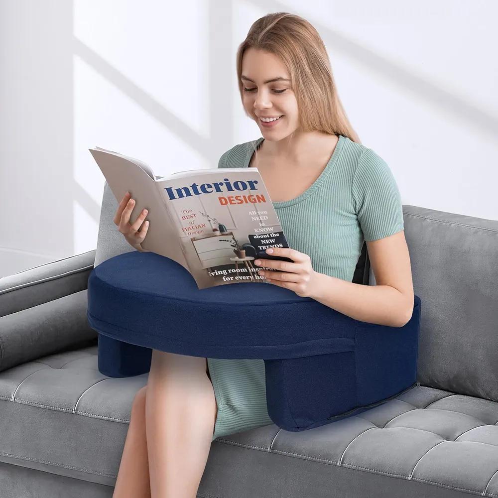 ITEFDTUTNE Reading Pillow for Gaming Extra Large, Adjustable Lap Desk Pillow with Pocket, Soft Memory Foam Arm Rest Pillow for Adult, Gaming Pillow for Lap, Sitting in Bed Floor Sofa