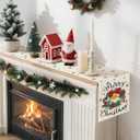 4 x Artscope Wreath Merry Christmas Table Runner, Xmas Winter Holiday Kitchen Dining Table Decoration for Christmas Home Decor 13x48 Inch-Beige