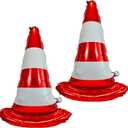 2PCS Self standing Racing Traffic Cones Foil Balloon car balloons for birthday boy race Themed party Baby Shower traffic cones party race track Decorations Supplies