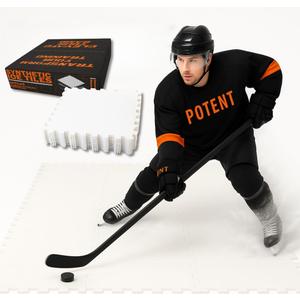 Potent Skateable Synthetic Ice Hockey Tiles (10 pcs per Box, 21.6 SQFT), 18"x18" inch