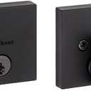 Kwikset Downtown Deadbolt Lock, Matte Black Square Exterior Keyed Front Entry Door, Pick Resistant SmartKey Rekey Security, Single Cylinder Dead Bolt, with Microban Protection
