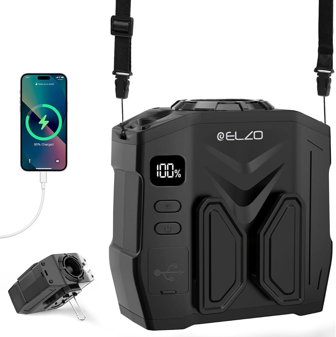 ELZO 10000mAh Portable Waist Fan Clip on Wearable Belt Personal Fan, Small