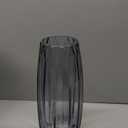 Black Grey Glass Vase with Modern Ribbed for Flowers, Candles, and Decorative Accents - Tall/Short Glass Vase for Centerpieces Home Table Decor(Grey H7.87inch) (H-11.8inch)