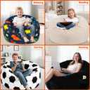 2.2 Ft Soccer Bean Bag Chair for Toddler with Memory Foam Filling, Large Kids Bean Bag Chair with Soft Velvet Cover, Bean Bag Sofa Couch for Living Room, Birthday Gift for Boys Girls, Large