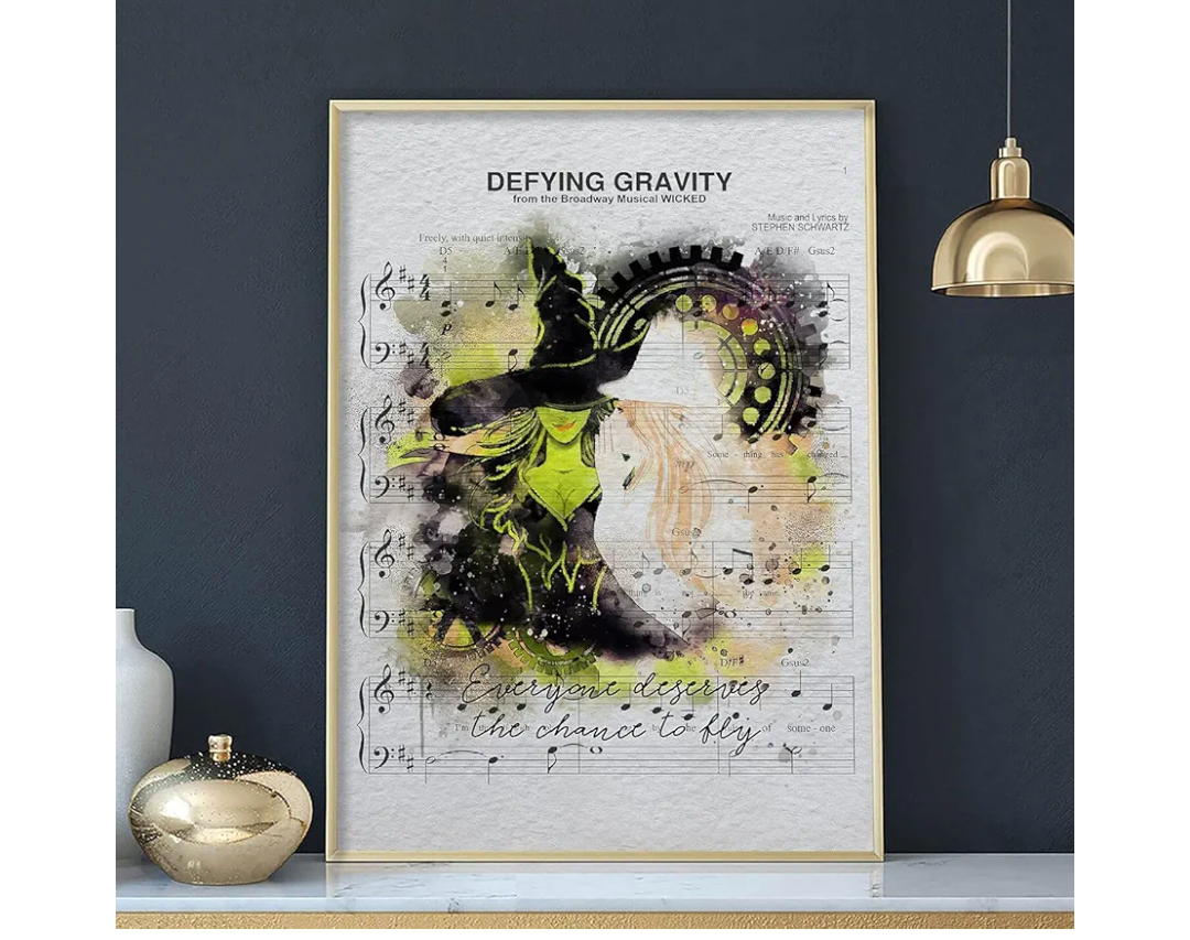 Vintage Tin Signs Wicked The Musical Vertical Poster, Broadway Sheet Music Decor,Witch Halloween Print Art Encouragement Gifts for Women Home Office Bedroom Living Room Cafes Decor 8x12 Inch