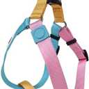 Pawhuggies Tri-Color Dog Harness - Adjustable Step-in No Pull Harness for Large Dogs, Heavy Duty, Easy Walking, Blue Pink L