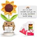 Gossby Positive Sunflower Doll Crochet with Card - This is A Little Reminder - Appreciation Gift for Coworker, Best Friend, Teacher, Sister, Mom - Christmas, Birthday, Thank You Gift for Women, Men
