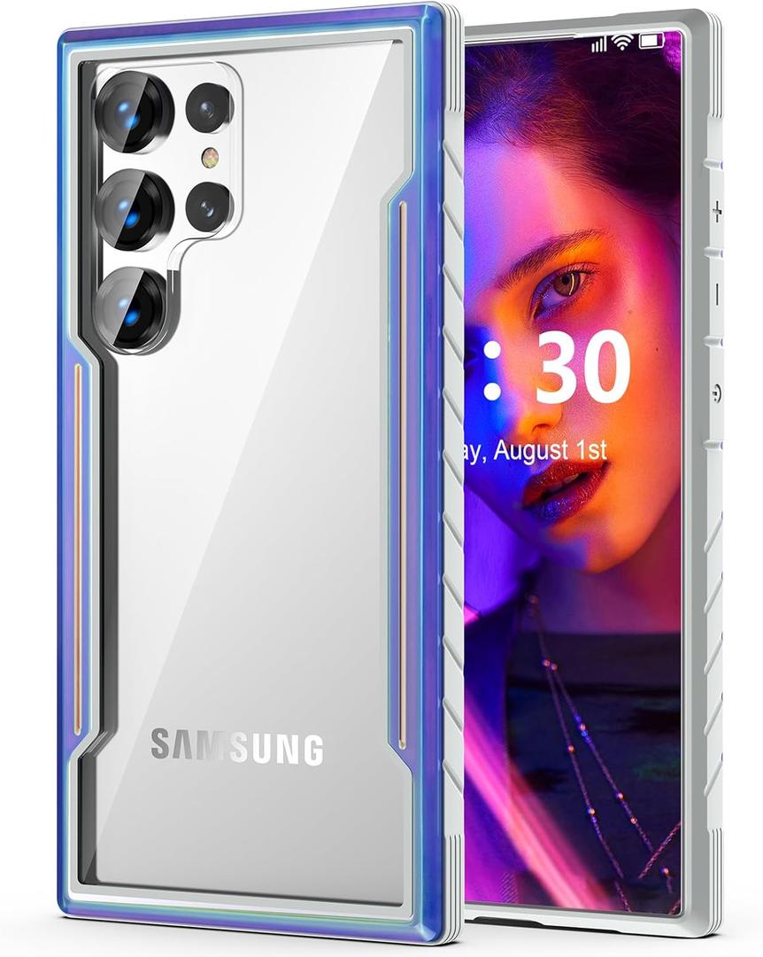 Compatible with Galaxy S24 Ultra Case, Heavy Duty Shockproof Military Drop Protection Slim Cases Phone Covers Clear for Samsung Galaxy S24 Ultra 5G 6.8 inches - Iridescent