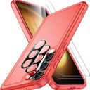 SPIDERCASE Designed for Samsung Galaxy S23 Case, [10 FT Military Grade Drop Protection], 2 Pack [Tempered Glass Screen Protector+Camera Lens Protector] Heavy Duty Shockproof Case, Red