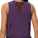 Crop Workout Tops for Women Tank Athletic Running Shirts Mesh Yoga Tops Gym Sleeveless Clothes Purple S