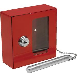 Barska Red Key Lock Breakable Glass Window Alarm Emergency Key Storage Lock Box with Attached Hammer for Home and Business (AX11838 Small)