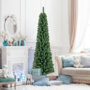 Pencil Christmas Tree with Memory Wire Branch Tips & Upgraded Metal Stand - 6 ft. Pencil Christmas Tree with Memory Wire Branch Tips & Upgraded Metal Stand - 6 ft.