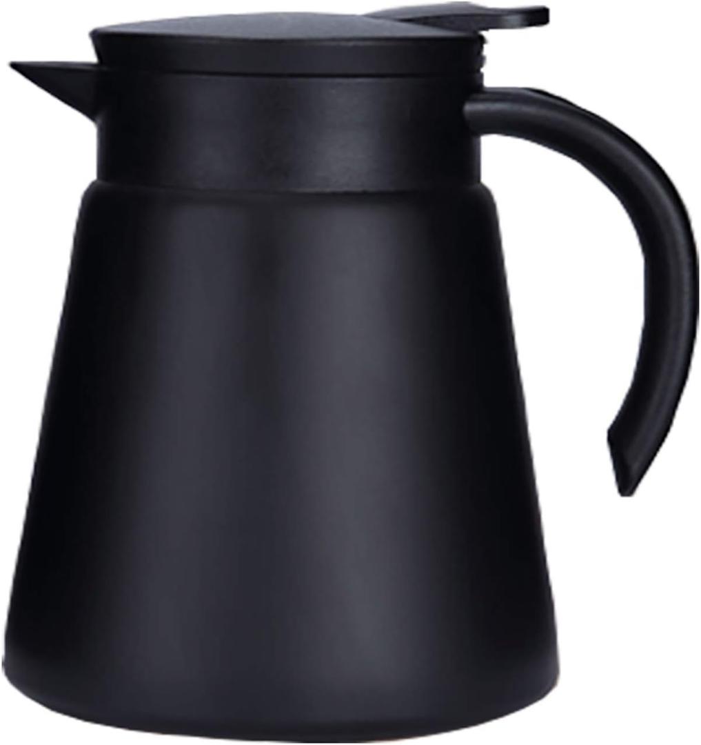 27oz Stainless Steel Thermal Coffee Carafe with Handle, Double Walled Vacuum Insulated Pot for Hot Water, Tea, Coffee, Heat Retention, 800ml (Black)