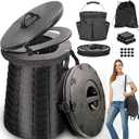 XXL Portable Toilet for Camping,880lbs Capacity,19.7" H Adjustable Outdoor Toilet with 7 Garbage Bags,Porta Potty for Adults,Collapsible Luggable Loo for Camping