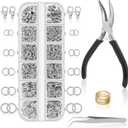Anezus 1200PCS Jump Rings for Jewelry Making Kit, Jump Rings and Necklace Clasps with Jump Ring Pliers Tools for Jewelry Making Supplies and Necklace Repair (Silver)