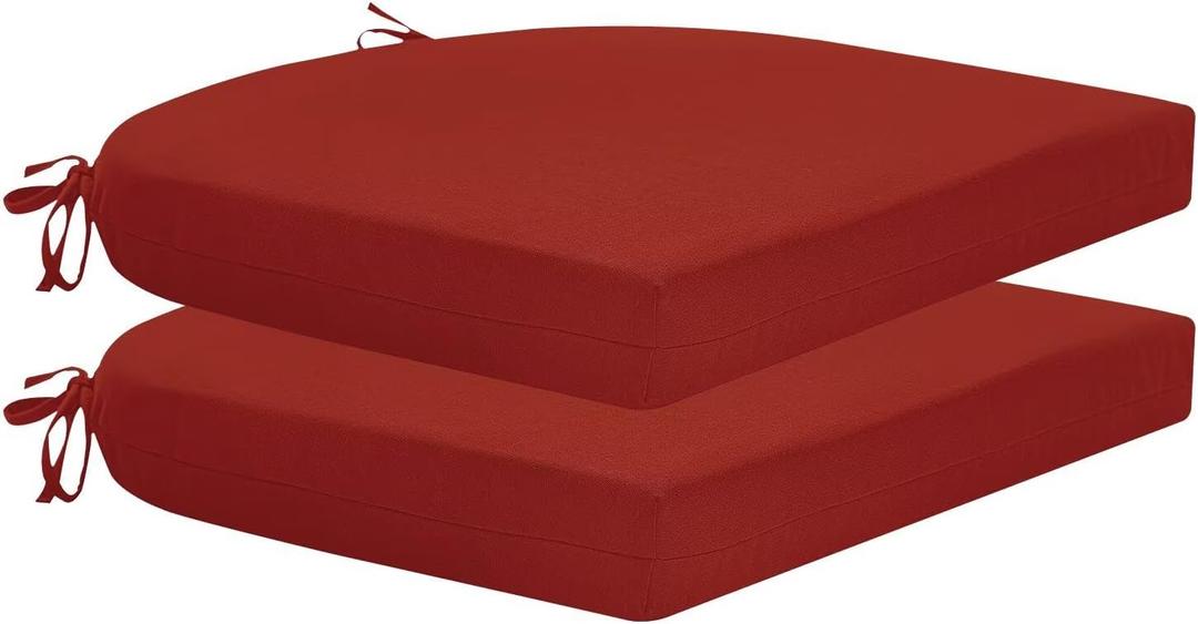 HARBOREST Outdoor Chair Cushions Set of 2, Water Resistant Patio Chair Cushions with Ties, Outdoor Seat Cushions for Patio Furniture, 17"x16"x2", Burnt Orange