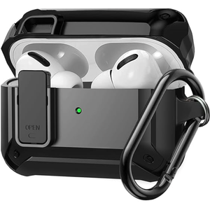 Olytop for Airpods Pro 3 Case with Magnetic Automatic Lock, Rugged Apple Airpods Pro 3rd Generation Cover 2025, Armor Shockproof iPod Pro3 Gen Protective Hard Shell Carabiner&Cleaner Kit, Black
