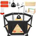 Chicks Brooder Box for Chicken Starter Kit- Includes Timing Heat Lamp Set, Detachable Chicken Brooder, Up to 15 Chicks, Sawdust, Chick Feeder and Waterer Set, Chick Perch 6-in-1 Chicken Coop Set.(B)