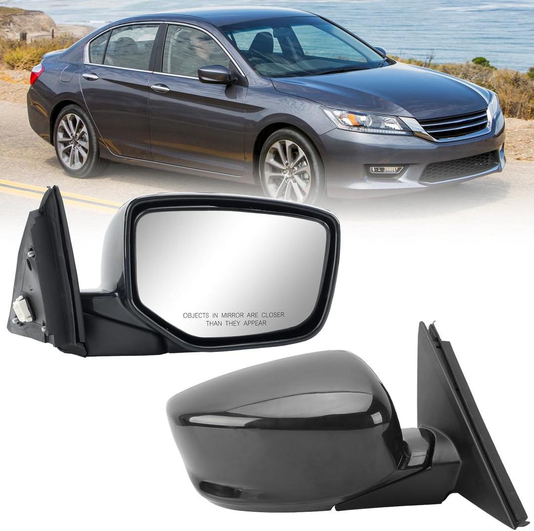 Right Passenger Side Mirror Compatible with Honda Accord 2008 2009 2010 2011 2012 Power Manual Folding Heated Door Mirrors Paint to Match 5 Pins