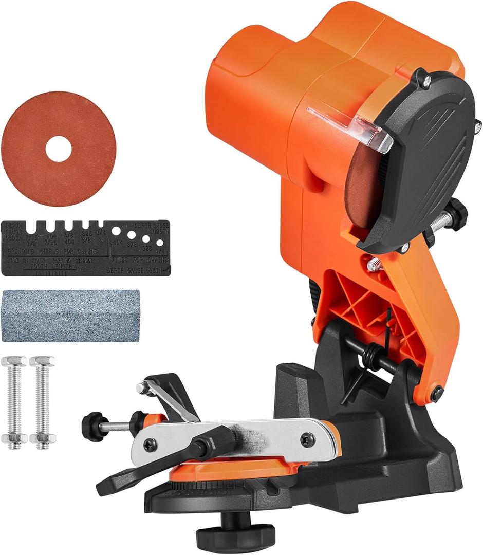 VEVOR Electric Chainsaw Sharpener, 85W Bench Saw Chain Sharpener 5000RPM, Professional Chainsaw Sharpening Tool with 2 Grinding Wheels for Woodworking, Logging, Gardening