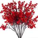 Lansdowns 5 Pcs Babys Breath Artificial Flowers Bulk Real Touch Flowers Fake Flowers Silk Flowers for Home Decor Indoor Floral Arrangement Table Centerpieces Festival Party Decor (Red)