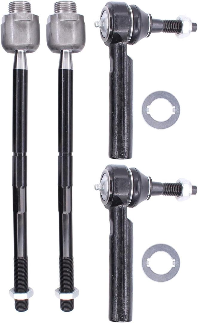 Front Driver and Passenger Side Inner and Outer Tie Rod Ends for Chevy Avalanche Silverado 1500 Tahoe 2007-2013, GMC Sierra 1500 Yukon 2007-2013, Escalade 2007-2014