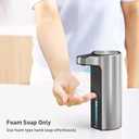 EKO Automatic Foaming Soap Dispenser, Touchless Foam Hand Soap Dispenser for Bathroom and Kitchen, Water-Resistant and Rechargeable, 9 fl oz, Modern Design for Homes and Offices (Stainless)
