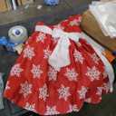 Toddler Baby Girls Christmas Dress Snowflake Print Wedding Formal Birthday Party Dresses with Bowknot Belt, Red 7-8y