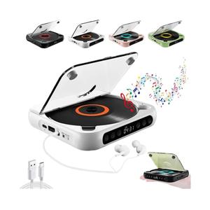 Portable CD Player, Home Rechargeable Compact Portable Bluetooth-Compatible CD Player Built-in HiFi Speakers with Timer and LCD Screen Display, Supports CD/AUX/USB and Repeat Modes (White)