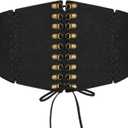LEACOOLKEY Women's Wide Corset Belt - Vintage Elastic Waist Lace-up Tied Waspie for Dresses and Halloween Costume (Fit Waist Size 23"-26", Black)