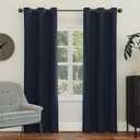Sun Zero Easton Energy Saving Blackout Grommet Curtain Panel, 40" x 63", Navy Blue
