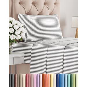 Twin XL Size 3 Piece Sheet Set - Comfy Breathable & Cooling Bed Sheets Set - Hotel Luxury Bedding for Women, Men, Kids, Teens, Boys & Girls - Deep Pockets and Wrinkle Free - Oeko-Tex - Grey Stripes 2