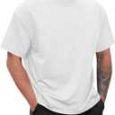 Wihion Men Turtleneck Mock Neck T Shirts Short Sleeve Ribbed High Neck T-Shirt Tee (White, M)