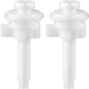 Jetec 2 Pieces Toilet Seat Screws Replacement Kit Plastic Bolts with Plastic Nuts and Washers Parts Kit for Fixing the Top Toilet Seat, White