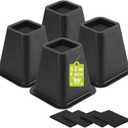4 Pack Furniture Risers 6 Inch, Bed Risers Heavy Duty for Table Desk Couch Chair Sofa Cabinet Bed Frame Dorm, Square Table Leg Risers Lift Height 6", Black