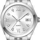 Women's Bracelet Watch Stainless Steel Quartz Watch Luminous Waterproof Watch Business Watches for Women (white)