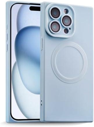 ZhyzRhsm Designed for iPhone 15 Pro Max Case Silicone Compatible with Magsafe, Camera Lens Protector, Military Grade Shockproof Protective, Rectangle Magnetic Phone Case for iPhone 15 Pro Max Blue